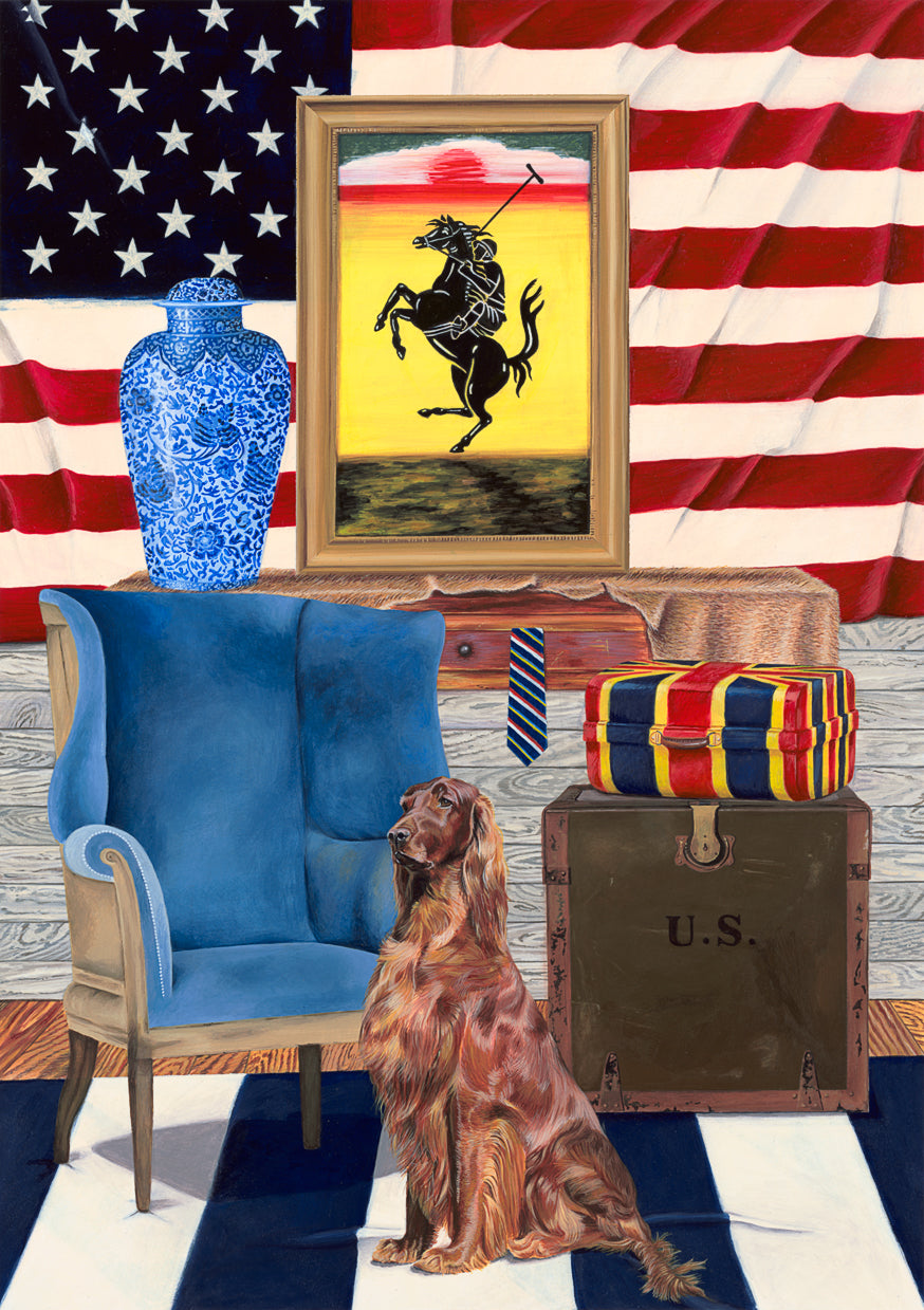 Dog Art Prints and Originals – Ralph Lauren, Red Setter - Star and Stripes Selina Cassidy