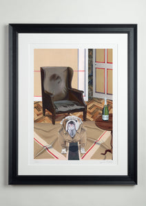 Black Deluxe Picture Frame - Dog Art Prints and Originals – Burberry, Bulldog Art – The Finest Hour by Selina Cassidy