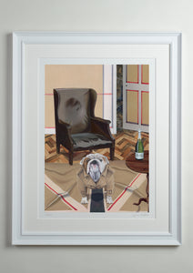 White Deluxe Picture Frame - Dog Art Prints and Originals – Burberry, Bulldog Art – The Finest Hour by Selina Cassidy