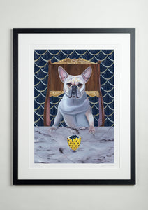 Black modern picture frame - Dog Art Prints and Originals – Faberge, French Bulldog – Diamond From Ruff by Selina Cassidy
