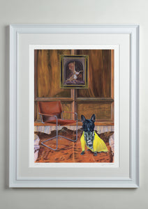 White deluxe picture frame - Dog Art Prints and Originals – Fendi, French Bulldog – Dressed To Kill by Selina Cassidy
