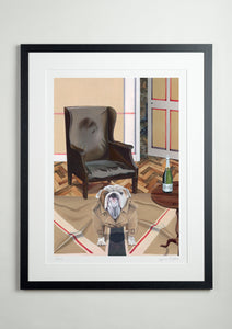 Black Modern Picture Frame - Dog Art Prints and Originals – Burberry, Bulldog Art – The Finest Hour by Selina Cassidy