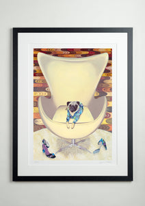 Black Modern Picture Frame - Dog Art Prints and Originals – Pucci, Pug Art – Multum In Parvo by Selina Cassidy