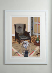 White Modern Picture Frame - Dog Art Prints and Originals – Burberry, Bulldog Art – The Finest Hour by Selina Cassidy